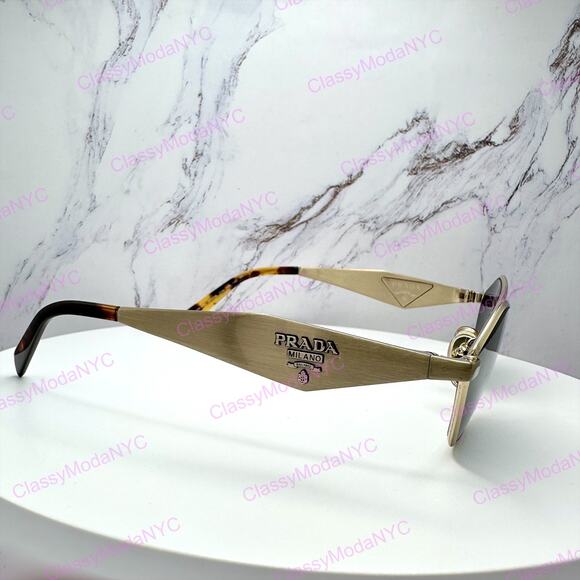 New PRADA Sunglasses Gold Metal 3D Logo Aviator Cat Eye Womens PRD50S ZVN70B main image 5